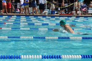 Andrew takes the lead in the Breaststroke