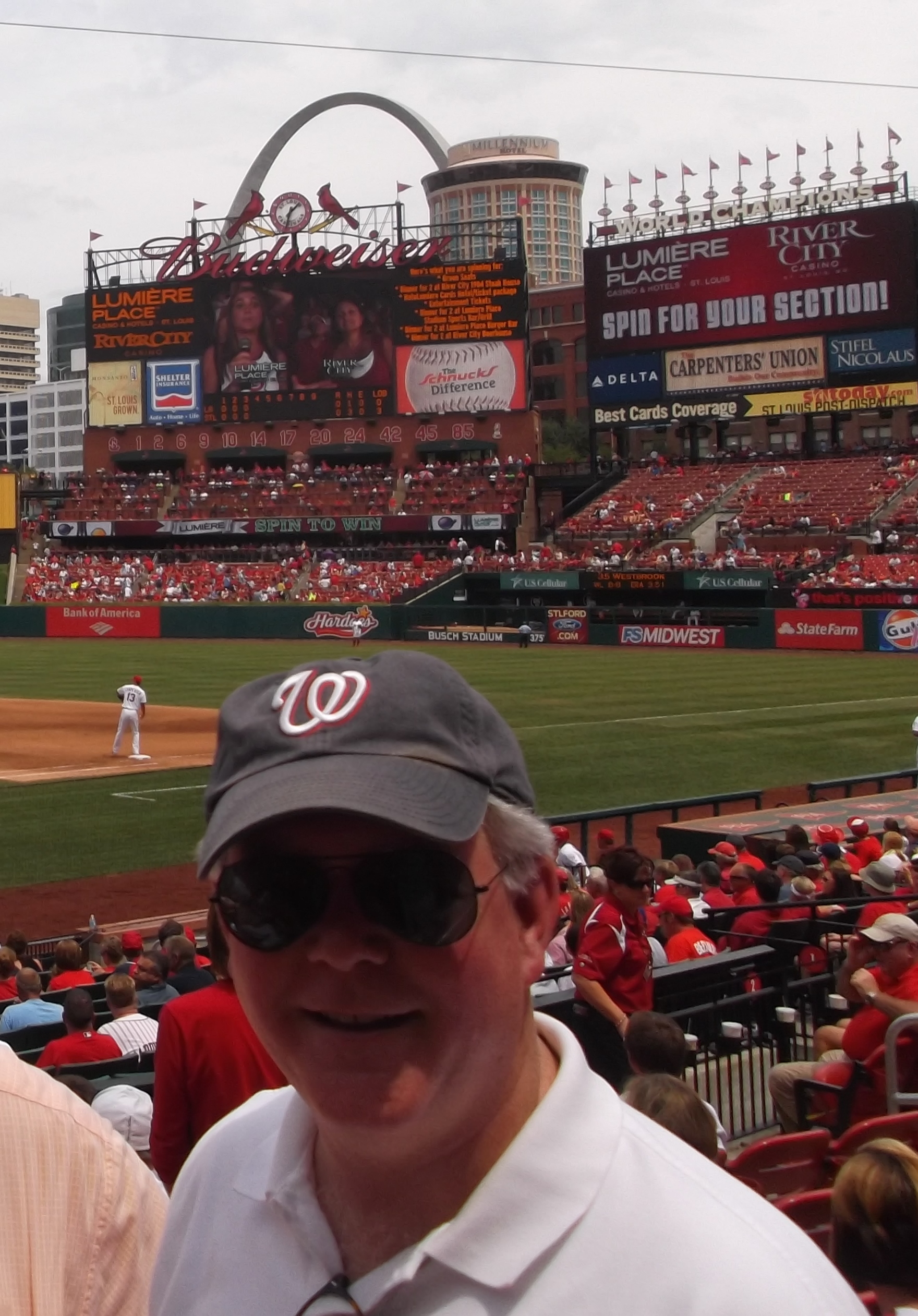 DJB at St. Louis' Busch Stadium - one of more than a dozen MLB games he caught during the season.