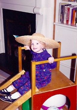 Claire on her slide...a favorite activity when she couldn't get outside