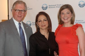 DJB with NTHP colleague Leigh Ivey and Trustee Gloria Estefan - the new spokesperson for the preservation of the Miami Marine Stadium