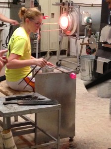 Claire glassblowing at Glen Echo