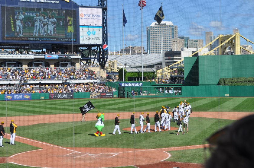 Congratulating the team on the win