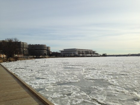 The Potomac River, looking toward the Watergate, Noon on January 8, 2014