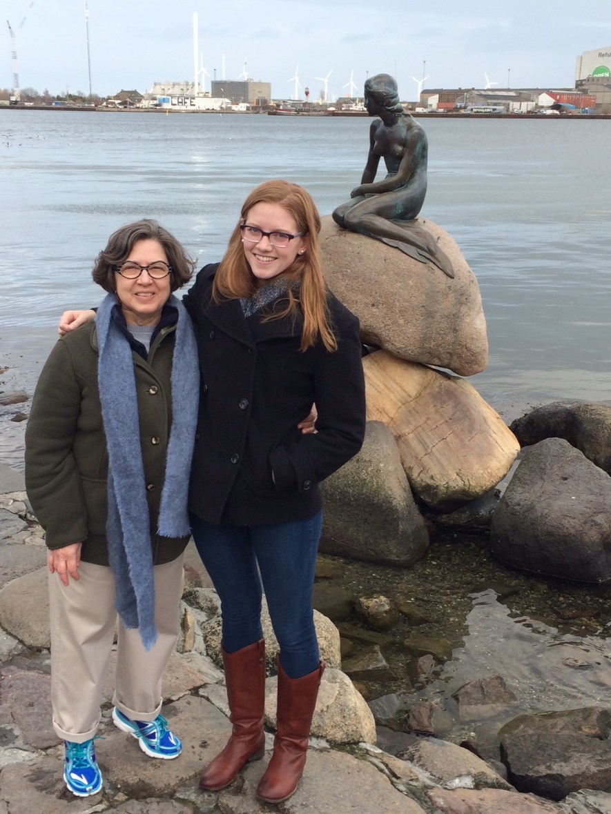 Candice and Claire with the Little Mermaid in Copenhagen
