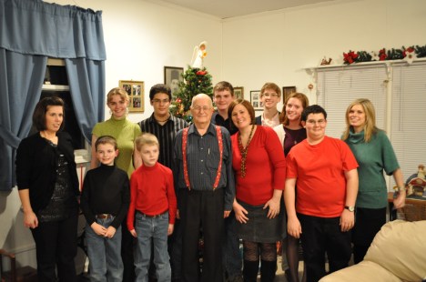 Christmas Eve 09 at the Ghattases Daddy with Grandchildren jpg