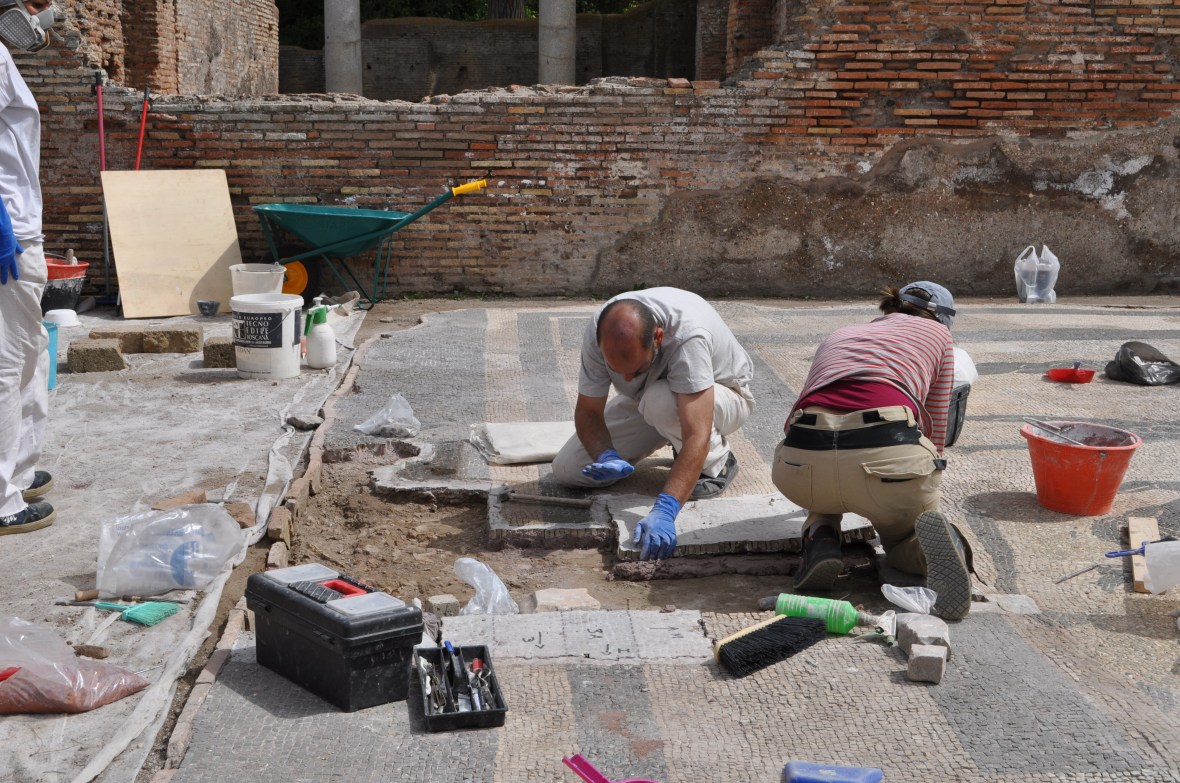 Mosaic work in the Baths of Neptune