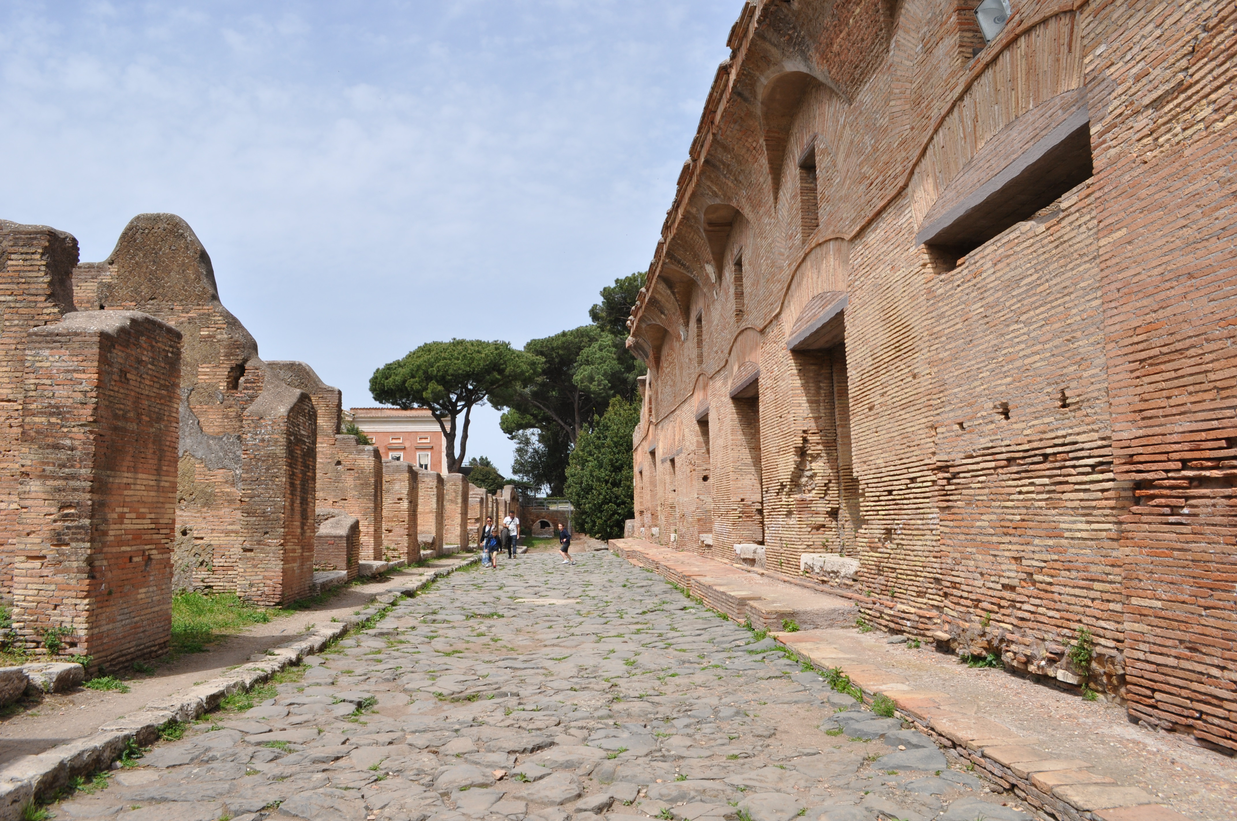 Excavated street and buildings