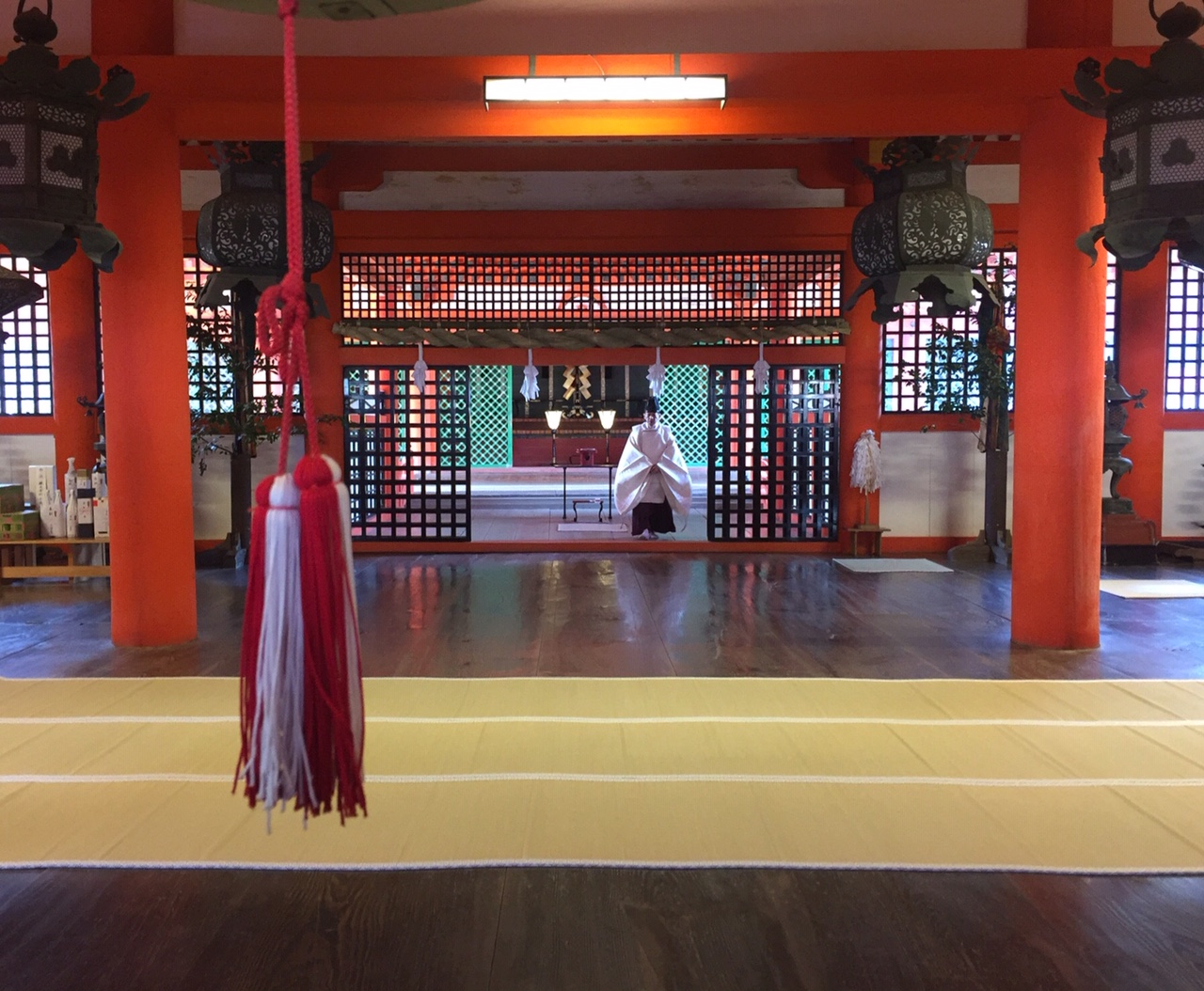 Prayers at the Itsukushima shrine